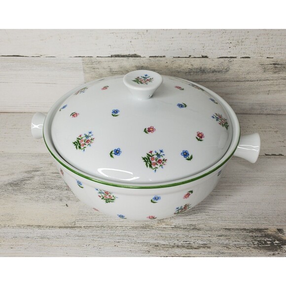 Vintage Andrea by Sadek Casserole Dish & Lid Oven To Table Floral Cookware #7096 - Picture 2 of 12